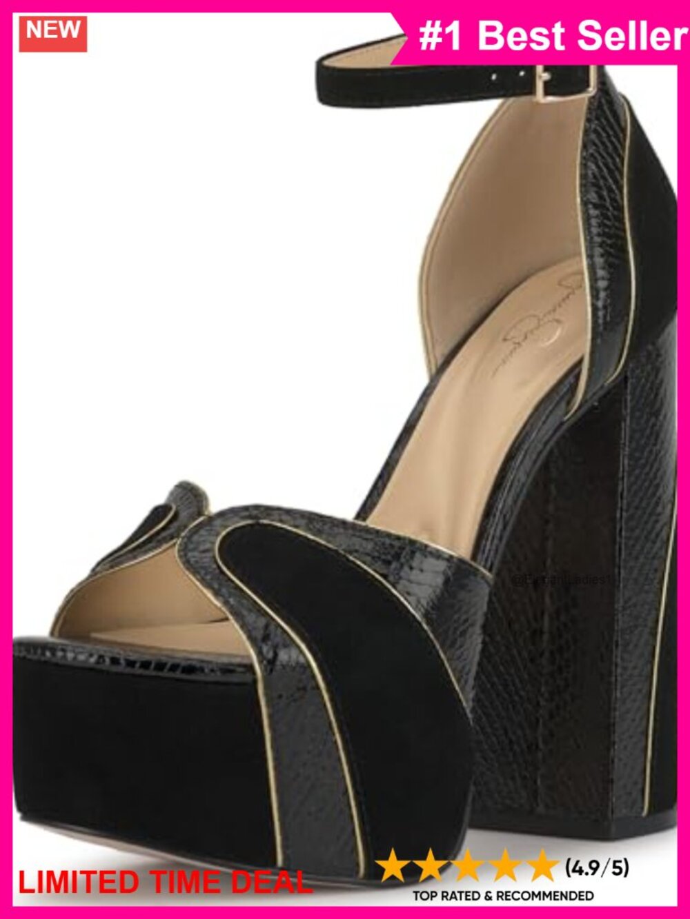 Jessica Simpson Avele Leather Platform Ankle Strap Sandal Heels